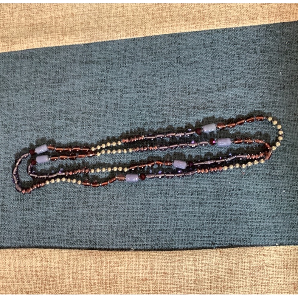 Purple beaded necklace, 24”
